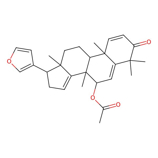 2D Structure of [(7R,8R,9R,10R,13S,17R)-17-(furan-3-yl)-4,4,8,10,13-pentamethyl-3-oxo-7,9,11,12,16,17-hexahydrocyclopenta[a]phenanthren-7-yl] acetate