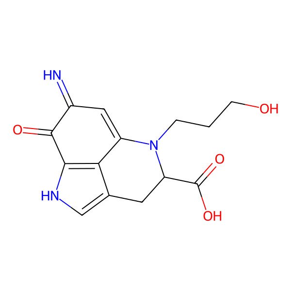2D Structure of 7-(3-Hydroxypropyl)-10-imino-11-oxo-2,7-diazatricyclo[6.3.1.04,12]dodeca-1(12),3,8-triene-6-carboxylic acid