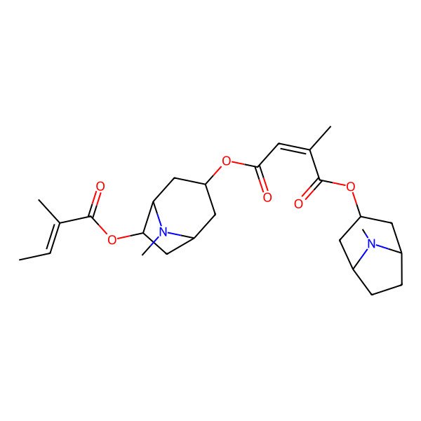 2D Structure of 1-O-(8-methyl-8-azabicyclo[3.2.1]octan-3-yl) 4-O-[8-methyl-6-[(E)-2-methylbut-2-enoyl]oxy-8-azabicyclo[3.2.1]octan-3-yl] (E)-2-methylbut-2-enedioate