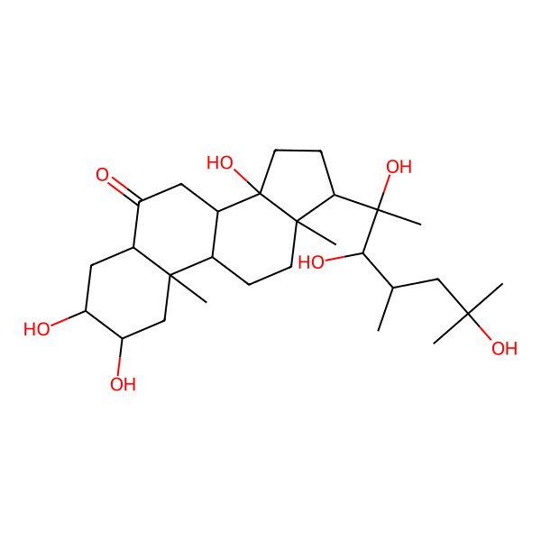 2D Structure of 2,3,14-trihydroxy-10,13-dimethyl-17-(2,3,6-trihydroxy-4,6-dimethylheptan-2-yl)-2,3,4,5,7,8,9,11,12,15,16,17-dodecahydro-1H-cyclopenta[a]phenanthren-6-one
