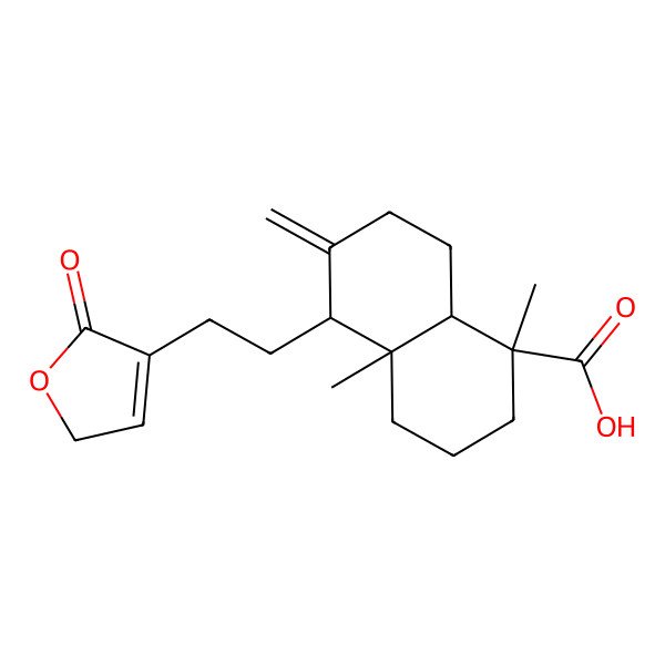 2D Structure of (1S,4aS,5R,8aS)-1,4a-dimethyl-6-methylidene-5-[2-(5-oxo-2H-furan-4-yl)ethyl]-3,4,5,7,8,8a-hexahydro-2H-naphthalene-1-carboxylic acid