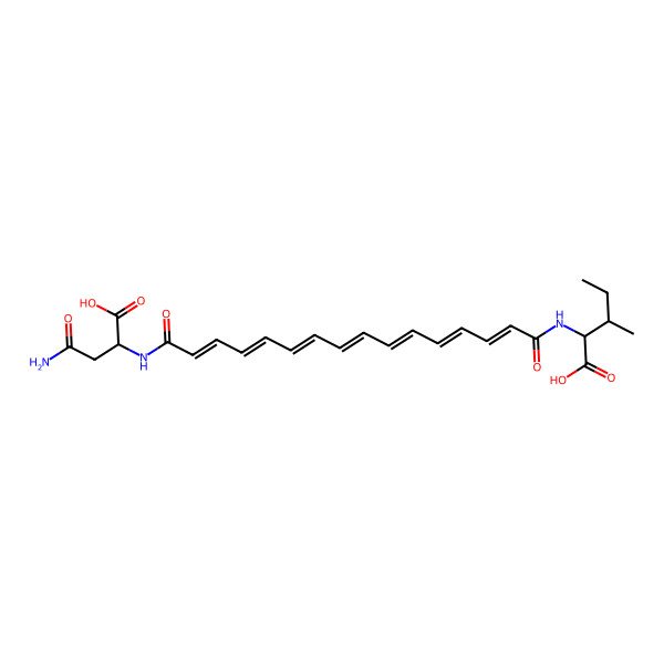 2D Structure of 2-[[16-[(3-Amino-1-carboxy-3-oxopropyl)amino]-16-oxohexadeca-2,4,6,8,10,12,14-heptaenoyl]amino]-3-methylpentanoic acid