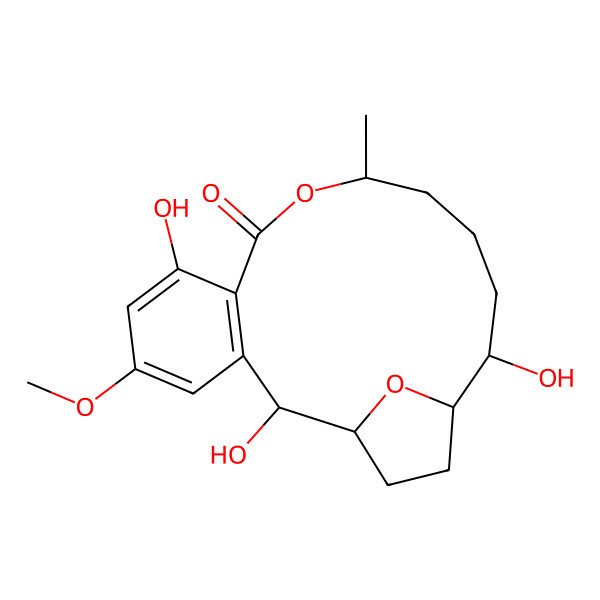 2D Structure of 2,7,15-Trihydroxy-5-methoxy-11-methyl-10,19-dioxatricyclo[14.2.1.03,8]nonadeca-3(8),4,6-trien-9-one