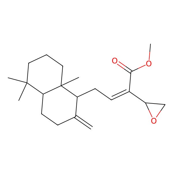 2D Structure of methyl (E)-4-[(1S,4aS,8aS)-5,5,8a-trimethyl-2-methylidene-3,4,4a,6,7,8-hexahydro-1H-naphthalen-1-yl]-2-[(2R)-oxiran-2-yl]but-2-enoate