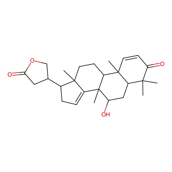 2D Structure of 4-(7-Hydroxy-4,4,8,10,13-pentamethyl-3-oxo-5,6,7,9,11,12,16,17-octahydrocyclopenta[a]phenanthren-17-yl)oxolan-2-one