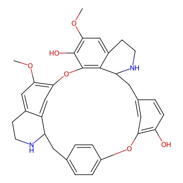 2D Structure of (1S,14R)-20,25-dimethoxy-7,23-dioxa-15,30-diazaheptacyclo[22.6.2.23,6.18,12.114,18.027,31.022,33]hexatriaconta-3(36),4,6(35),8,10,12(34),18,20,22(33),24,26,31-dodecaene-9,21-diol