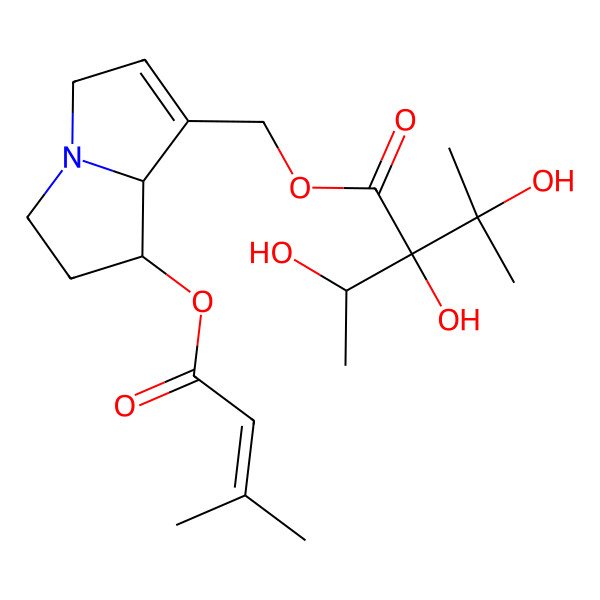 2D Structure of [(7R,8R)-7-(3-methylbut-2-enoyloxy)-5,6,7,8-tetrahydro-3H-pyrrolizin-1-yl]methyl (2R)-2,3-dihydroxy-2-(1-hydroxyethyl)-3-methylbutanoate