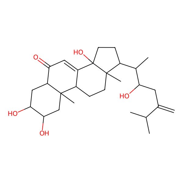 2D Structure of 2,3,14-trihydroxy-17-(3-hydroxy-6-methyl-5-methylideneheptan-2-yl)-10,13-dimethyl-2,3,4,5,9,11,12,15,16,17-decahydro-1H-cyclopenta[a]phenanthren-6-one