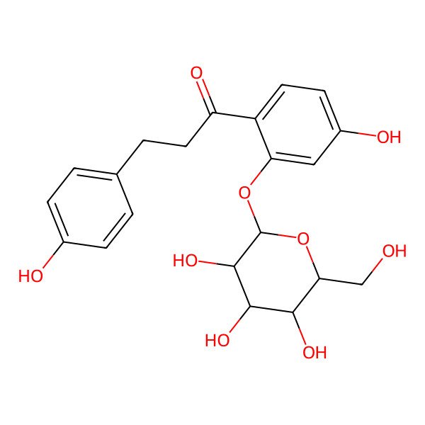 2D Structure of 3-(4-hydroxyphenyl)-1-[4-hydroxy-2-[(2S,3R,4S,5S,6R)-3,4,5-trihydroxy-6-(hydroxymethyl)oxan-2-yl]oxyphenyl]propan-1-one