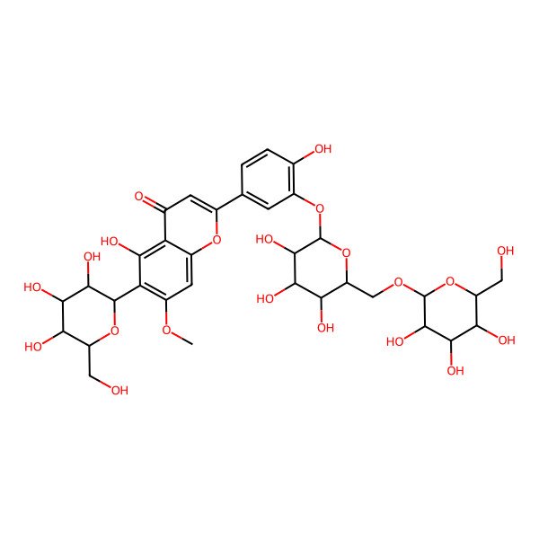 2D Structure of 5-Hydroxy-2-[4-hydroxy-3-[3,4,5-trihydroxy-6-[[3,4,5-trihydroxy-6-(hydroxymethyl)oxan-2-yl]oxymethyl]oxan-2-yl]oxyphenyl]-7-methoxy-6-[3,4,5-trihydroxy-6-(hydroxymethyl)oxan-2-yl]chromen-4-one