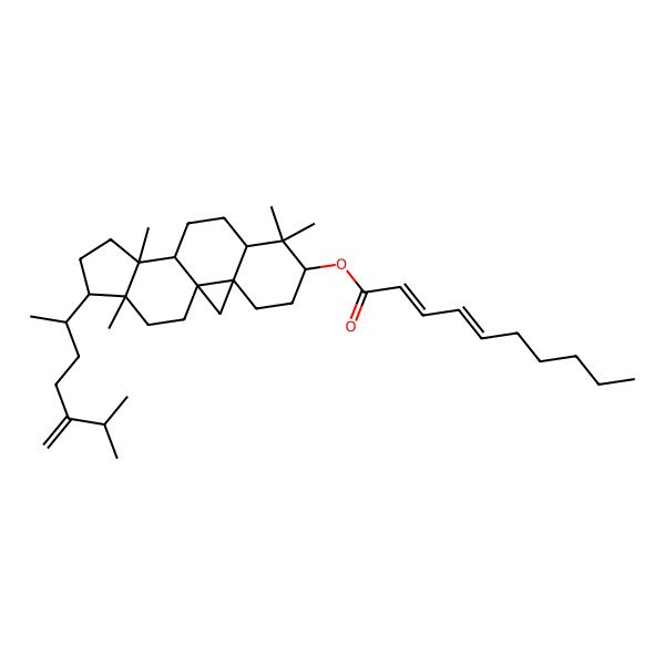 2D Structure of [7,7,12,16-Tetramethyl-15-(6-methyl-5-methylideneheptan-2-yl)-6-pentacyclo[9.7.0.01,3.03,8.012,16]octadecanyl] deca-2,4-dienoate