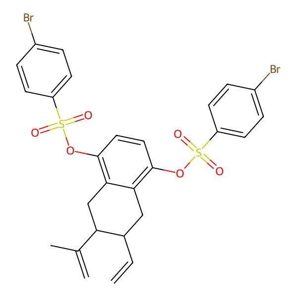 2D Structure of [(6S,7S)-4-(4-bromophenyl)sulfonyloxy-7-ethenyl-6-prop-1-en-2-yl-5,6,7,8-tetrahydronaphthalen-1-yl] 4-bromobenzenesulfonate