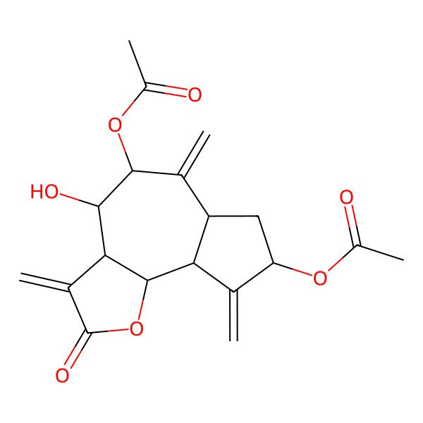 2D Structure of (5-Acetyloxy-4-hydroxy-3,6,9-trimethylidene-2-oxo-3a,4,5,6a,7,8,9a,9b-octahydroazuleno[4,5-b]furan-8-yl) acetate