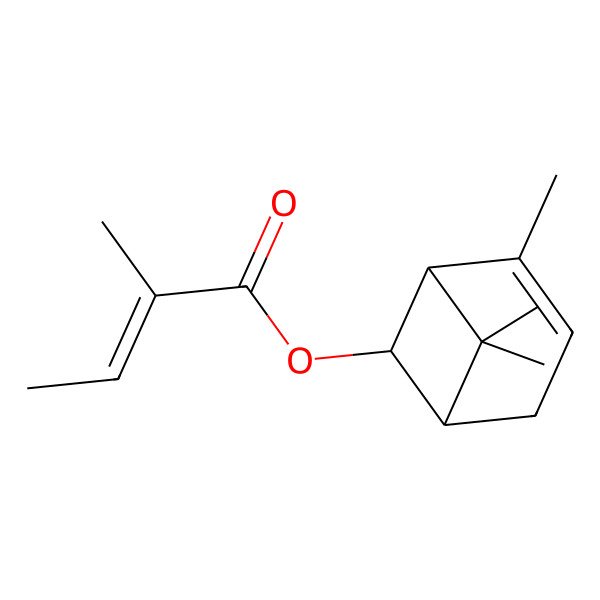 2D Structure of (2,7,7-Trimethyl-6-bicyclo[3.1.1]hept-2-enyl) 2-methylbut-2-enoate
