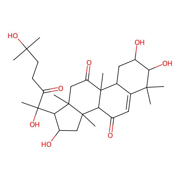 2D Structure of (2S,3R,8S,9S,10R,13R,14S,16R,17R)-17-[(2R)-2,6-dihydroxy-6-methyl-3-oxoheptan-2-yl]-2,3,16-trihydroxy-4,4,9,13,14-pentamethyl-2,3,8,10,12,15,16,17-octahydro-1H-cyclopenta[a]phenanthrene-7,11-dione