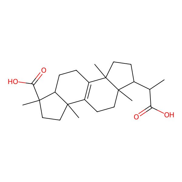 2D Structure of (1R,3aS,5aR,6R,8aR,10aR)-6-[(1S)-1-carboxyethyl]-1,3a,5a,8a-tetramethyl-2,3,4,5,6,7,8,9,10,10a-decahydroindeno[5,4-e]indene-1-carboxylic acid