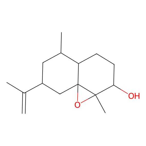 2D Structure of (1aR,2R,4aS,5S,7R,8aS)-1a,5-dimethyl-7-prop-1-en-2-yl-2,3,4,4a,5,6,7,8-octahydronaphtho[1,8a-b]oxiren-2-ol