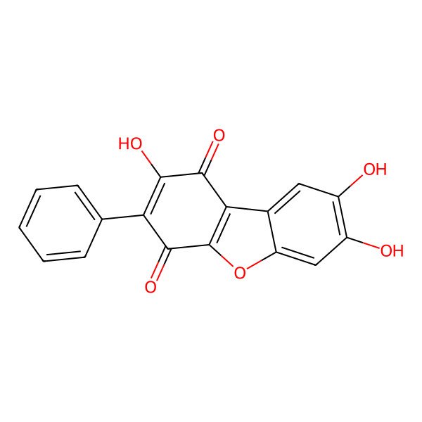 2D Structure of 2,7,8-Trihydroxy-3-phenyldibenzofuran-1,4-dione