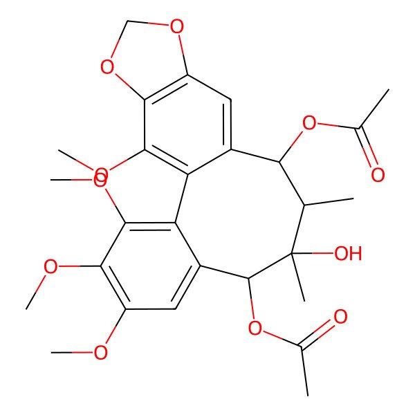 2D Structure of [(8R,9S,10R,11R)-8-acetyloxy-9-hydroxy-3,4,5,19-tetramethoxy-9,10-dimethyl-15,17-dioxatetracyclo[10.7.0.02,7.014,18]nonadeca-1(19),2,4,6,12,14(18)-hexaen-11-yl] acetate