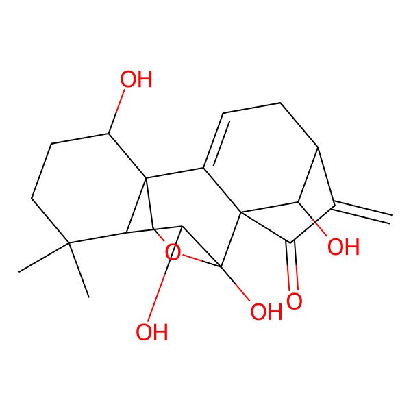 2D Structure of (1R,5S,8R,9S,10S,11R,15S,18R)-9,10,15,18-tetrahydroxy-12,12-dimethyl-6-methylidene-17-oxapentacyclo[7.6.2.15,8.01,11.02,8]octadec-2-en-7-one