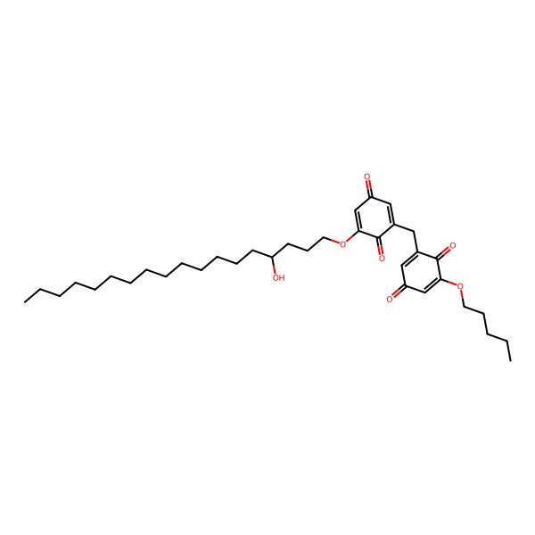 2D Structure of 2-[[5-[(4S)-4-hydroxyoctadecoxy]-3,6-dioxocyclohexa-1,4-dien-1-yl]methyl]-6-pentoxycyclohexa-2,5-diene-1,4-dione