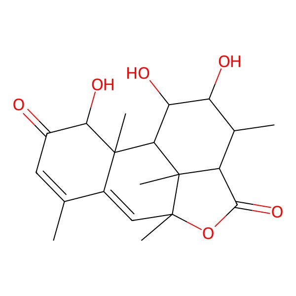 2D Structure of (1R,2R,3S,9R,12S,13R,14R,15R,16R)-3,14,15-trihydroxy-2,6,9,13,16-pentamethyl-10-oxatetracyclo[7.6.1.02,7.012,16]hexadeca-5,7-diene-4,11-dione