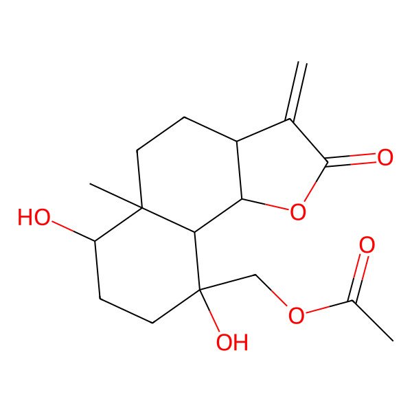 2D Structure of [(3aS,5aR,6R,9S,9aS,9bS)-6,9-dihydroxy-5a-methyl-3-methylidene-2-oxo-3a,4,5,6,7,8,9a,9b-octahydrobenzo[g][1]benzofuran-9-yl]methyl acetate