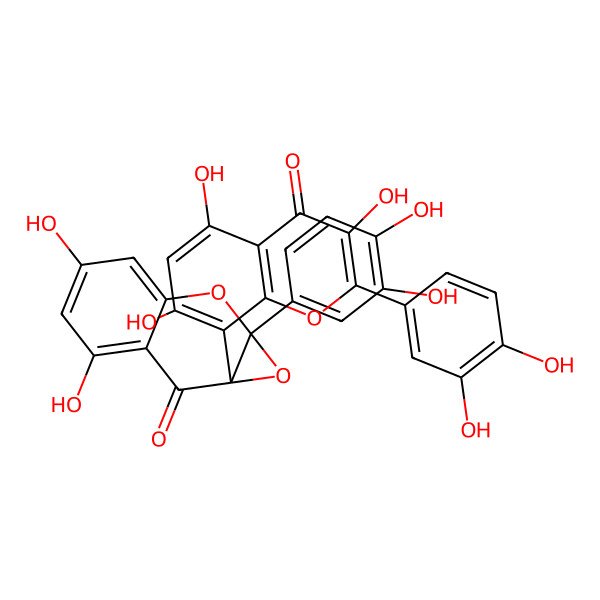 2D Structure of 1a-(3,4-Dihydroxyphenyl)-7a-[2-(3,4-dihydroxyphenyl)-3,5,7-trihydroxy-4-oxochromen-8-yl]-4,6-dihydroxyoxireno[2,3-b]chromen-7-one