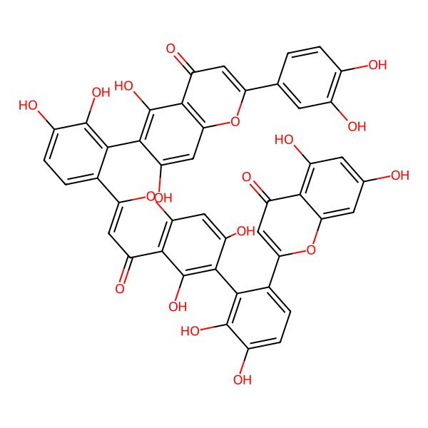 2D Structure of 6-[6-[6-[6-(5,7-Dihydroxy-4-oxochromen-2-yl)-2,3-dihydroxyphenyl]-5,7-dihydroxy-4-oxochromen-2-yl]-2,3-dihydroxyphenyl]-2-(3,4-dihydroxyphenyl)-5,7-dihydroxychromen-4-one
