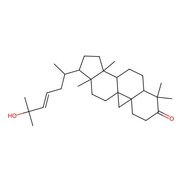 2D Structure of (1S,3R,8R,11R,12S,16R)-15-(6-hydroxy-6-methylhept-4-en-2-yl)-7,7,12,16-tetramethylpentacyclo[9.7.0.01,3.03,8.012,16]octadecan-6-one