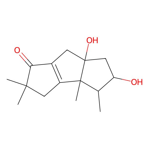 2D Structure of 2,7a-dihydroxy-3,3a,5,5-tetramethyl-2,3,4,7-tetrahydro-1H-cyclopenta[a]pentalen-6-one