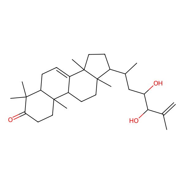 2D Structure of 17-(4,5-Dihydroxy-6-methylhept-6-en-2-yl)-4,4,10,13,14-pentamethyl-1,2,5,6,9,11,12,15,16,17-decahydrocyclopenta[a]phenanthren-3-one