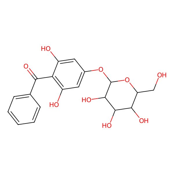 2D Structure of [2,6-dihydroxy-4-[(2S,3R,4S,5S,6R)-3,4,5-trihydroxy-6-(hydroxymethyl)oxan-2-yl]oxyphenyl]-phenylmethanone