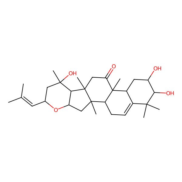 2D Structure of (1S,2S,4R,6R,8S,9R,10R,13R,14R,16S,17R)-8,16,17-trihydroxy-2,8,10,13,18,18-hexamethyl-6-(2-methylprop-1-enyl)-5-oxapentacyclo[11.8.0.02,10.04,9.014,19]henicos-19-en-12-one