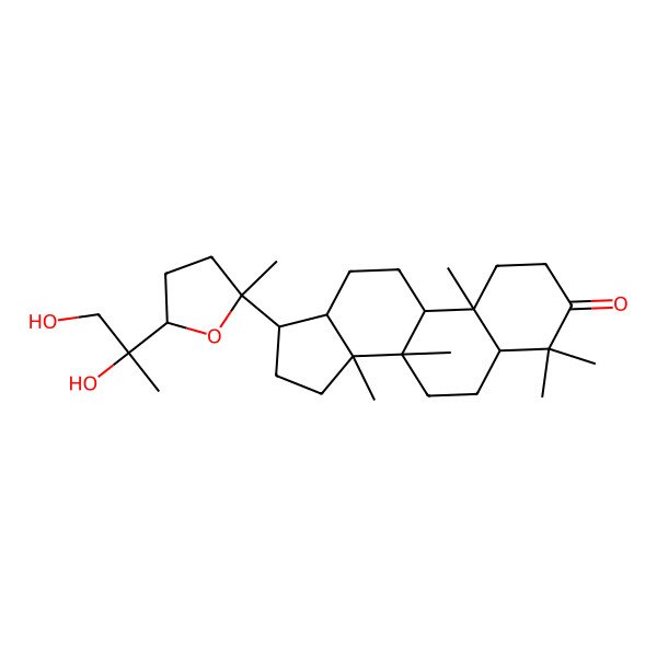 2D Structure of (5R,8R,9R,10R,13R,14R,17S)-17-[(2S,5R)-5-[(2S)-1,2-dihydroxypropan-2-yl]-2-methyloxolan-2-yl]-4,4,8,10,14-pentamethyl-1,2,5,6,7,9,11,12,13,15,16,17-dodecahydrocyclopenta[a]phenanthren-3-one
