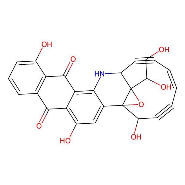 2D Structure of 26-(1,2-Dihydroxyethyl)-4,11,24-trihydroxy-25-oxa-16-azahexacyclo[15.7.2.01,26.02,15.05,14.07,12]hexacosa-2,4,7(12),8,10,14,20-heptaen-18,22-diyne-6,13-dione