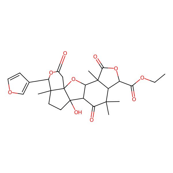 2D Structure of ethyl (1R,3S,4R,7S,8S,11S,12S,15S,16S)-16-(furan-3-yl)-12-hydroxy-4,9,9,15-tetramethyl-5,10,18-trioxo-2,6,17-trioxapentacyclo[10.7.0.01,15.03,11.04,8]nonadecane-7-carboxylate