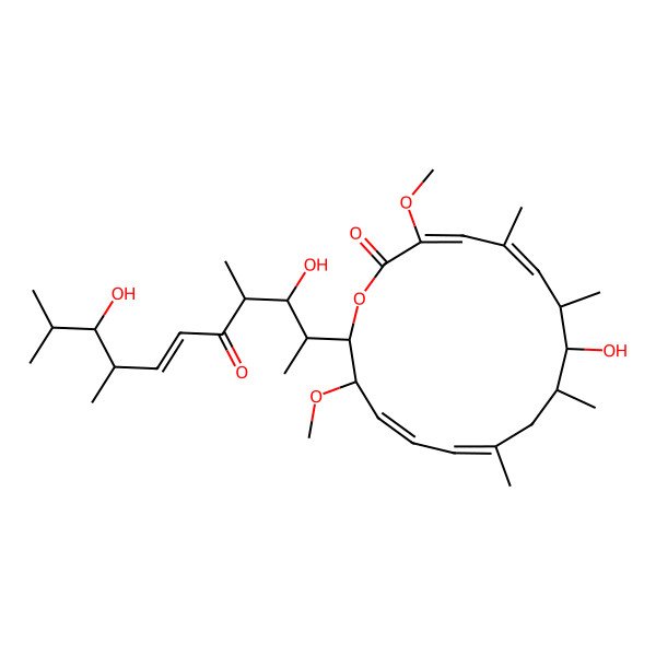 2D Structure of (3Z,5E,7R,8S,9S,11Z,15S,16R)-16-[(E,2S,3R,4S,8S,9R)-3,9-dihydroxy-4,8,10-trimethyl-5-oxoundec-6-en-2-yl]-8-hydroxy-3,15-dimethoxy-5,7,9,11-tetramethyl-1-oxacyclohexadeca-3,5,11,13-tetraen-2-one