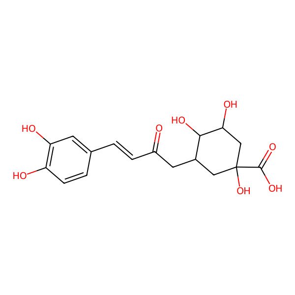 2D Structure of (1R,3S,4S,5R)-3-[(E)-4-(3,4-dihydroxyphenyl)-2-oxobut-3-enyl]-1,4,5-trihydroxycyclohexane-1-carboxylic acid