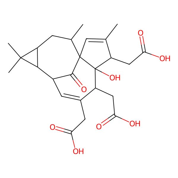 2D Structure of 2-[(1S,4S,5R,6R,9S,10R,12R,14R)-6,7-bis(carboxymethyl)-5-hydroxy-3,11,11,14-tetramethyl-15-oxo-4-tetracyclo[7.5.1.01,5.010,12]pentadeca-2,7-dienyl]acetic acid