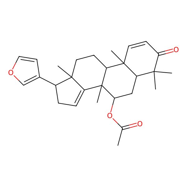 2D Structure of [(5R,7R,8R,9R,10R,13S,17S)-17-(furan-3-yl)-4,4,8,10,13-pentamethyl-3-oxo-5,6,7,9,11,12,16,17-octahydrocyclopenta[a]phenanthren-7-yl] acetate