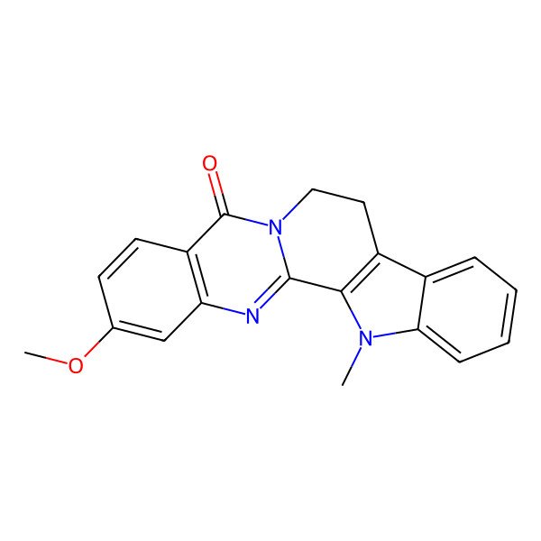 2D Structure of 18-Methoxy-3-methyl-3,13,21-triazapentacyclo[11.8.0.02,10.04,9.015,20]henicosa-1(21),2(10),4,6,8,15(20),16,18-octaen-14-one