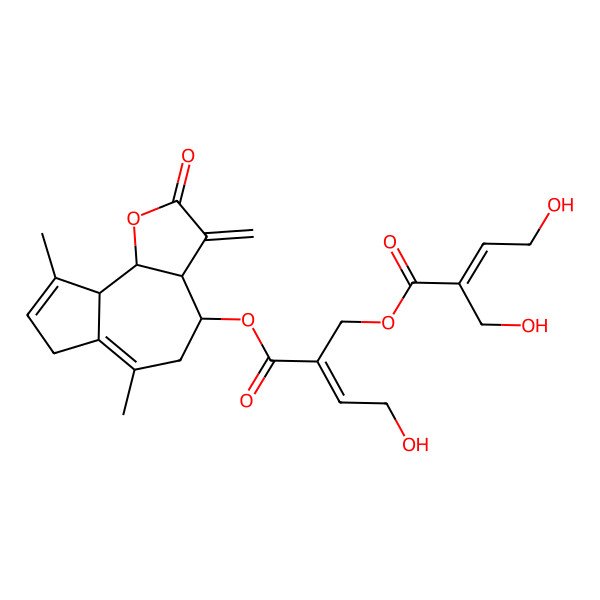 2D Structure of [(E)-2-[[(3aR,4R,9aR,9bR)-6,9-dimethyl-3-methylidene-2-oxo-3a,4,5,7,9a,9b-hexahydroazuleno[4,5-b]furan-4-yl]oxycarbonyl]-4-hydroxybut-2-enyl] (E)-4-hydroxy-2-(hydroxymethyl)but-2-enoate