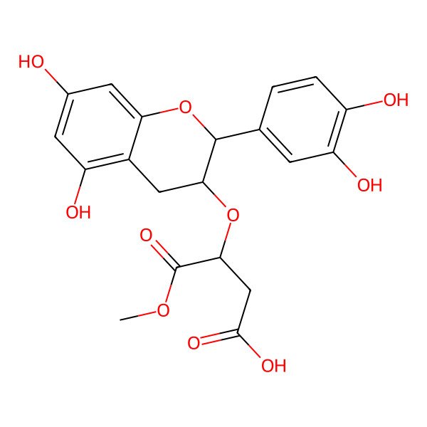 2D Structure of 3-[[2-(3,4-dihydroxyphenyl)-5,7-dihydroxy-3,4-dihydro-2H-chromen-3-yl]oxy]-4-methoxy-4-oxobutanoic acid