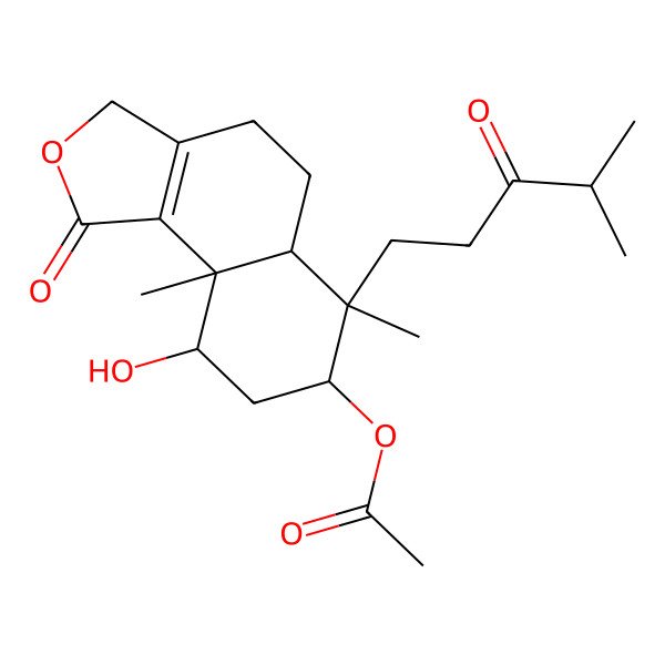 2D Structure of [(5aS,6S,7S,9R,9aS)-9-hydroxy-6,9a-dimethyl-6-(4-methyl-3-oxopentyl)-1-oxo-4,5,5a,7,8,9-hexahydro-3H-benzo[e][2]benzofuran-7-yl] acetate