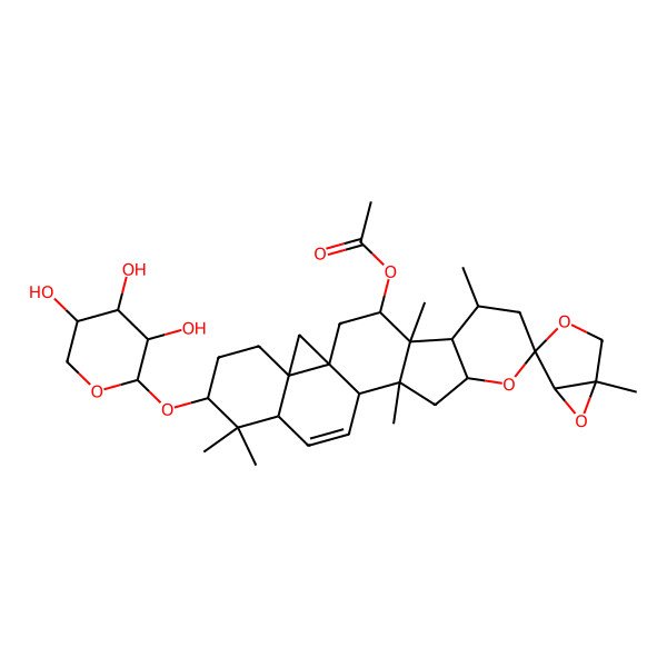 2D Structure of [(1R,1'R,3'R,4S,4'R,5R,5'R,6'R,10'S,12'S,13'S,16'R,18'S,21'R)-1,4',6',12',17',17'-hexamethyl-18'-[(2S,3R,4S,5R)-3,4,5-trihydroxyoxan-2-yl]oxyspiro[3,6-dioxabicyclo[3.1.0]hexane-4,8'-9-oxahexacyclo[11.9.0.01,21.04,12.05,10.016,21]docos-14-ene]-3'-yl] acetate