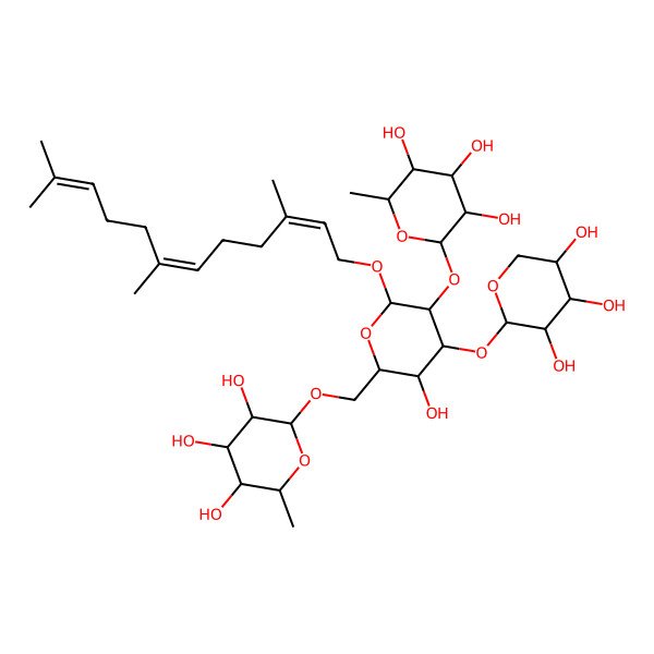 2D Structure of 2-[[3-Hydroxy-5-(3,4,5-trihydroxy-6-methyloxan-2-yl)oxy-4-(3,4,5-trihydroxyoxan-2-yl)oxy-6-(3,7,11-trimethyldodeca-2,6,10-trienoxy)oxan-2-yl]methoxy]-6-methyloxane-3,4,5-triol