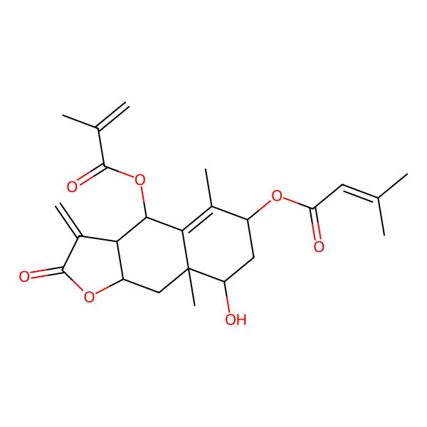 2D Structure of [(3aR,4R,6R,8R,8aR,9aR)-8-hydroxy-5,8a-dimethyl-3-methylidene-4-(2-methylprop-2-enoyloxy)-2-oxo-4,6,7,8,9,9a-hexahydro-3aH-benzo[f][1]benzofuran-6-yl] 3-methylbut-2-enoate