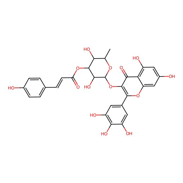 2D Structure of [2-[5,7-Dihydroxy-4-oxo-2-(3,4,5-trihydroxyphenyl)chromen-3-yl]oxy-3,5-dihydroxy-6-methyloxan-4-yl] 3-(4-hydroxyphenyl)prop-2-enoate
