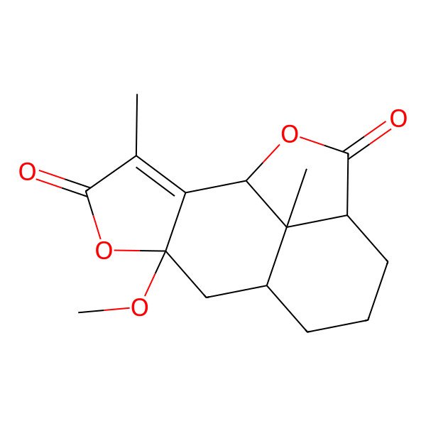 2D Structure of (1R,6S,8R,12S,15S)-6-methoxy-3,15-dimethyl-5,14-dioxatetracyclo[6.6.1.02,6.012,15]pentadec-2-ene-4,13-dione
